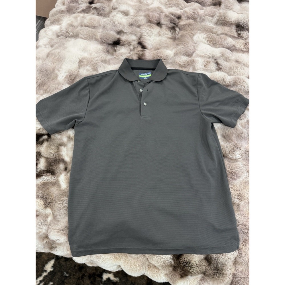 Ben Hogan Performance Men's M Gray Solid Short Sleeve Collared Polo Shirt Button